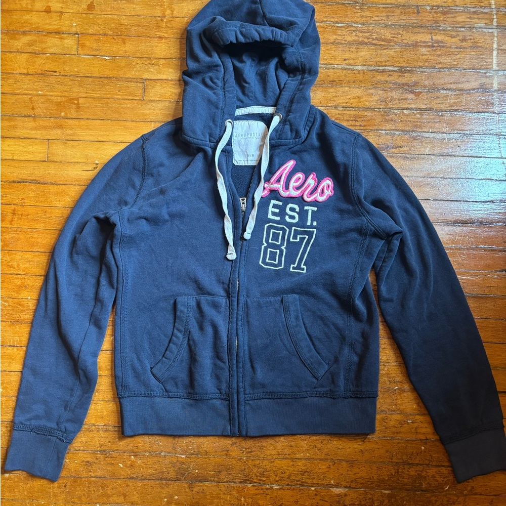 Aeropostale Dark Blue Hoodie with Pink Logo
